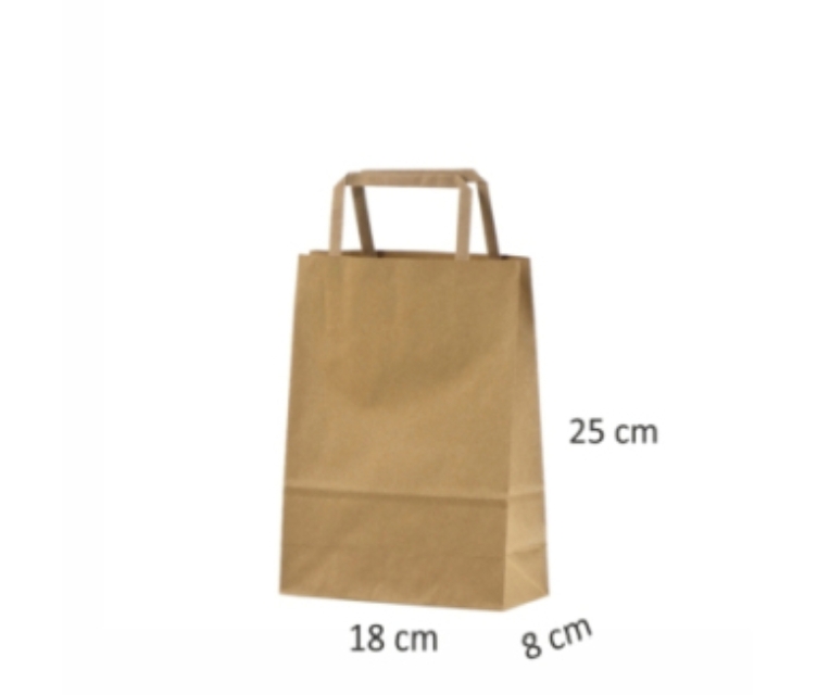 Ekologiska papperskassar med platta handtag18x8x25