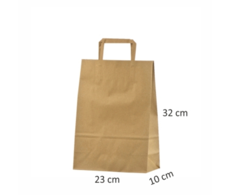 Ekologiska papperskassar med platta handtag23x10x32