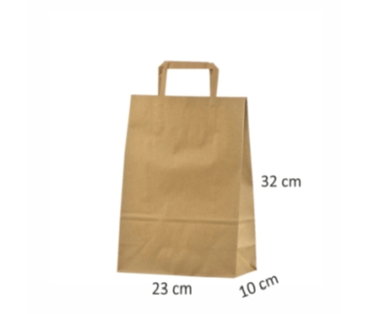 Ekologiska papperskassar med platta handtag23x10x32