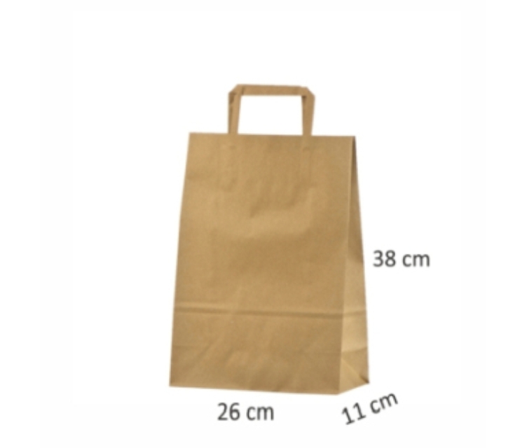 Ekologiska papperskassar med platta handtag26x11x38