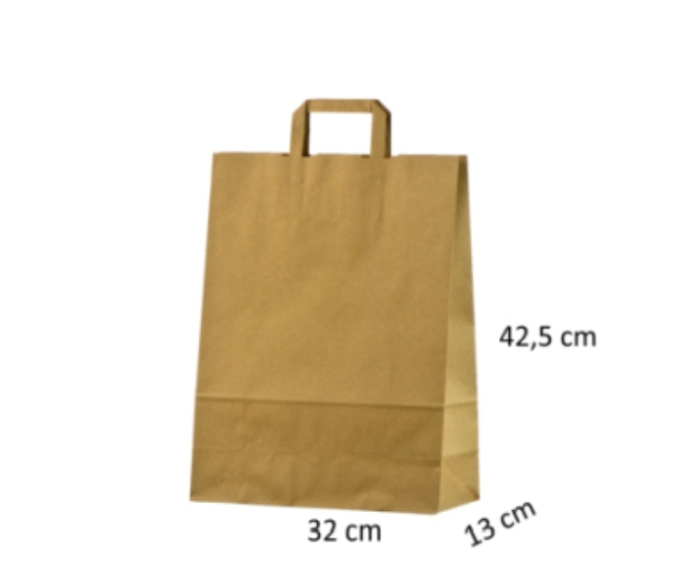 Ekologiska papperskassar med platta handtag32x13x42,5