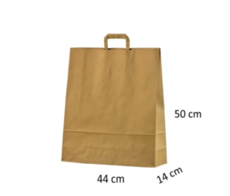 Ekologiska papperskassar med platta handtag44x14x50