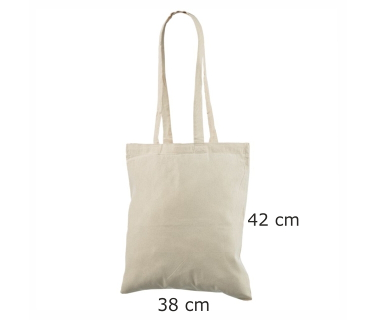 Naturfärgade tygkassar av bomull, för seminarier. Storlek 38×42 cm