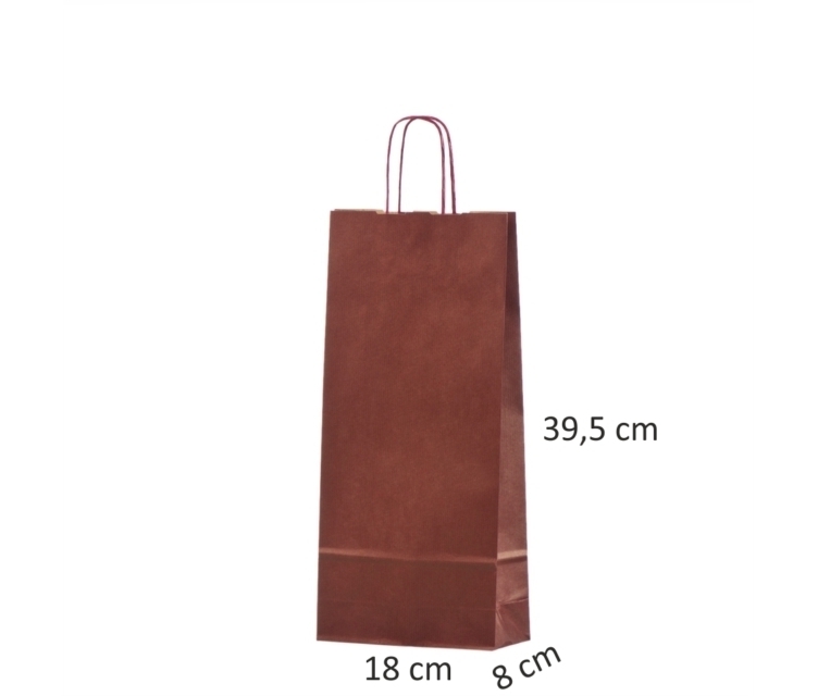 Vinrød vinpose i kraftpapir til 2 flasker_18x8x39,5 cm